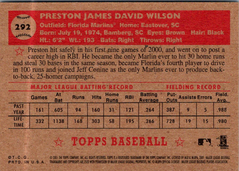 2001 Topps Heritage Preston Wilson