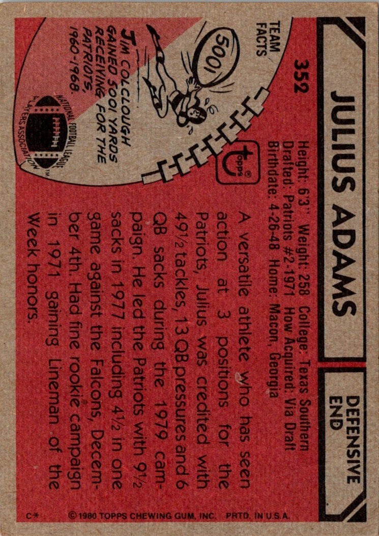 1980 Topps Julius Adams