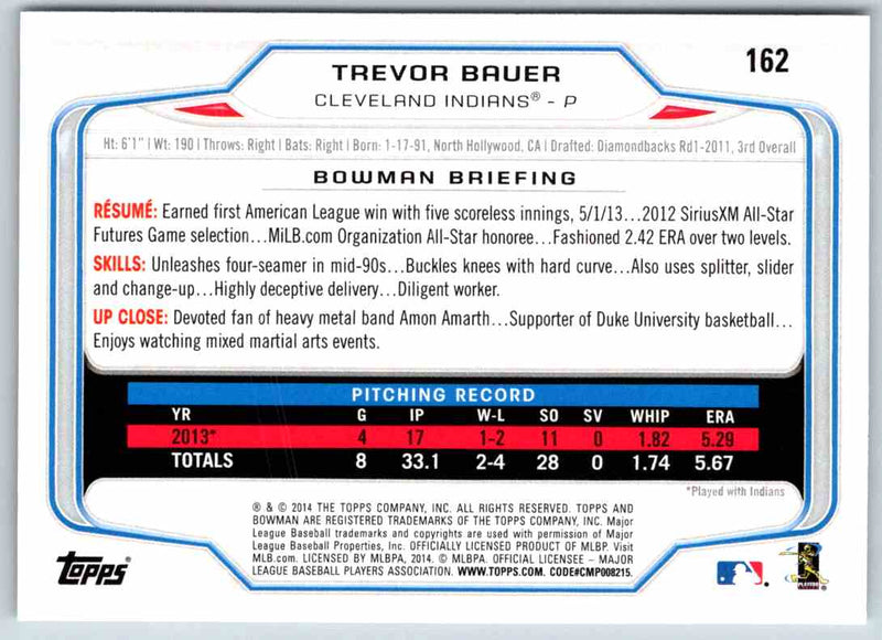 2014 Bowman Trevor Bauer