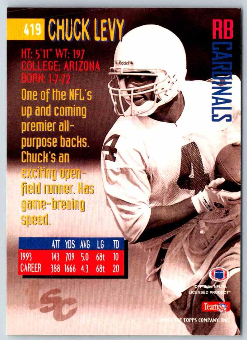 1994 Topps Stadium Club Football Chuck Levy