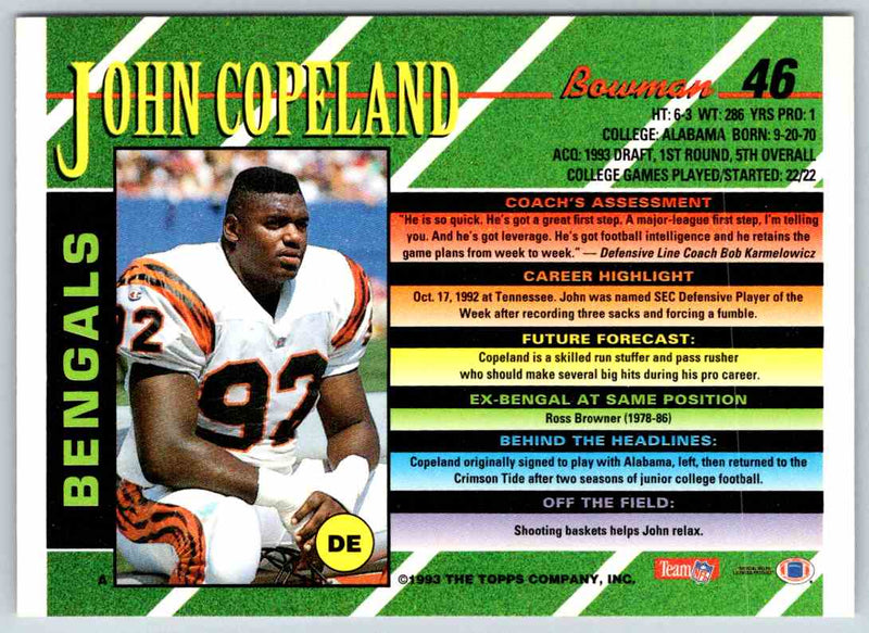 1993 Bowman Football John Copeland