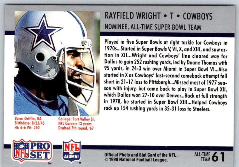 1990 Pro Set Super Bowl 160 Rayfield Wright