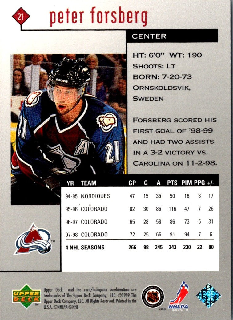 1998 Upper Deck Black Diamond Peter Forsberg