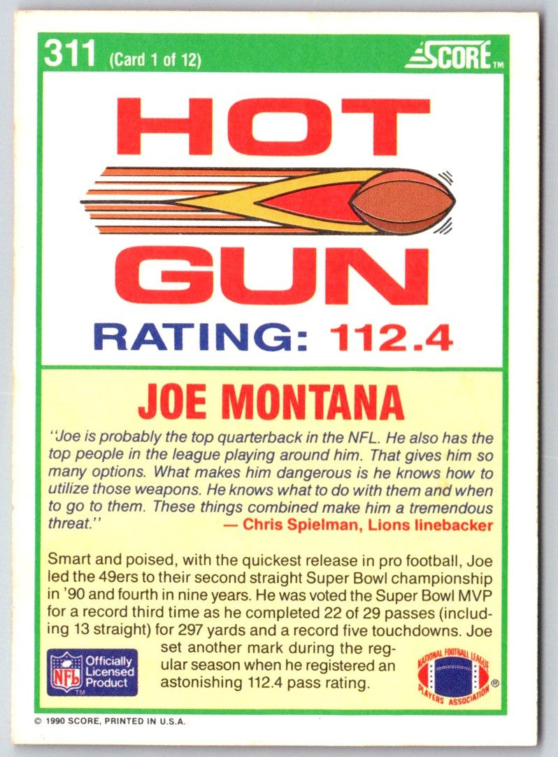 1990 Score Joe Montana