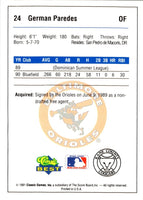 1991 Classic Best Kane County Cougars German Paredes #24