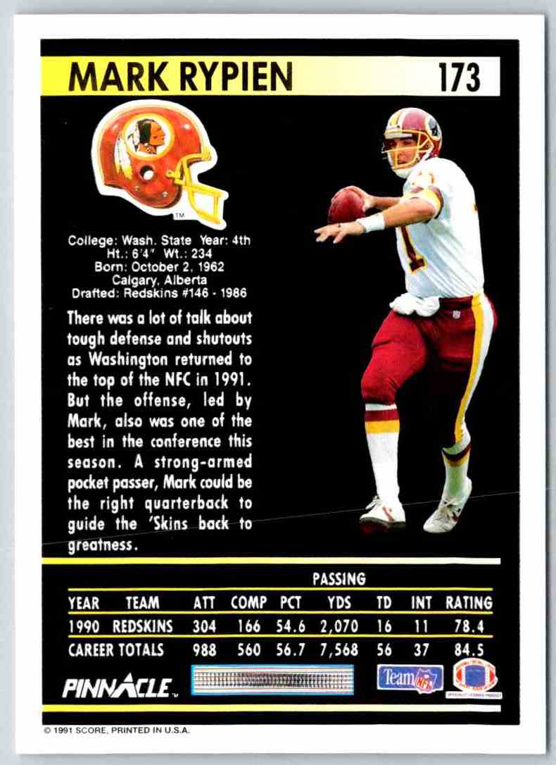 1991 Pinnacle Mark Rypien