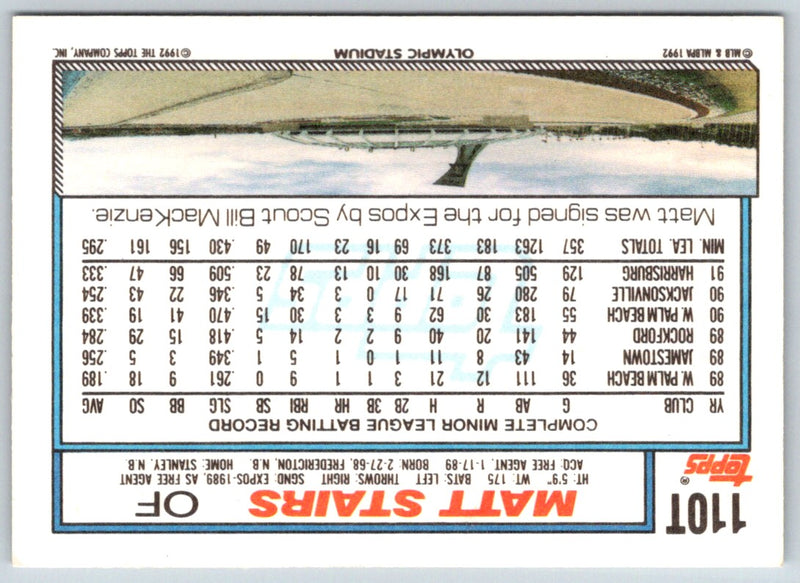 1992 Topps Traded Matt Stairs