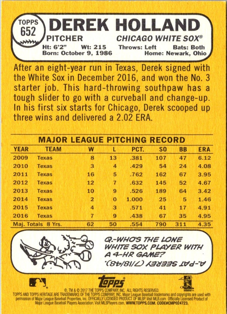 2017 Topps Heritage Derek Holland