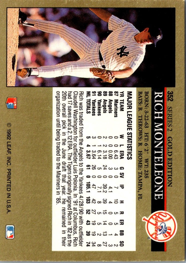 1992 Leaf Black Gold Rich Monteleone