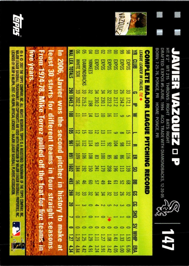 2007 Topps Javier Vazquez
