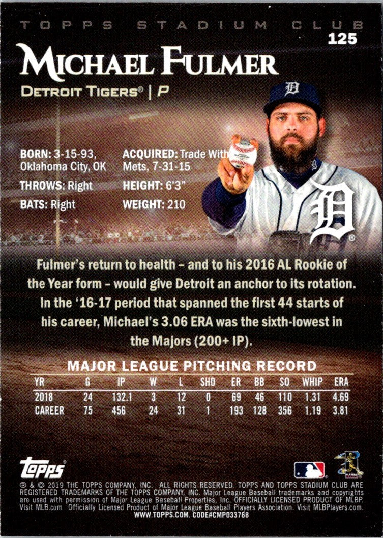 2019 Stadium Club Michael Fulmer