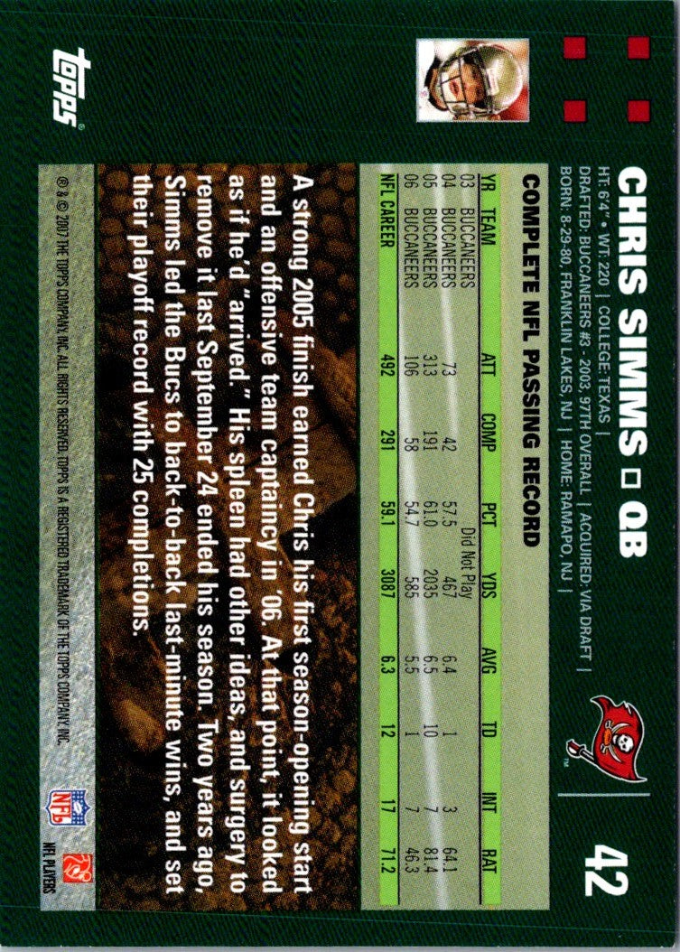2007 Topps Chris Simms