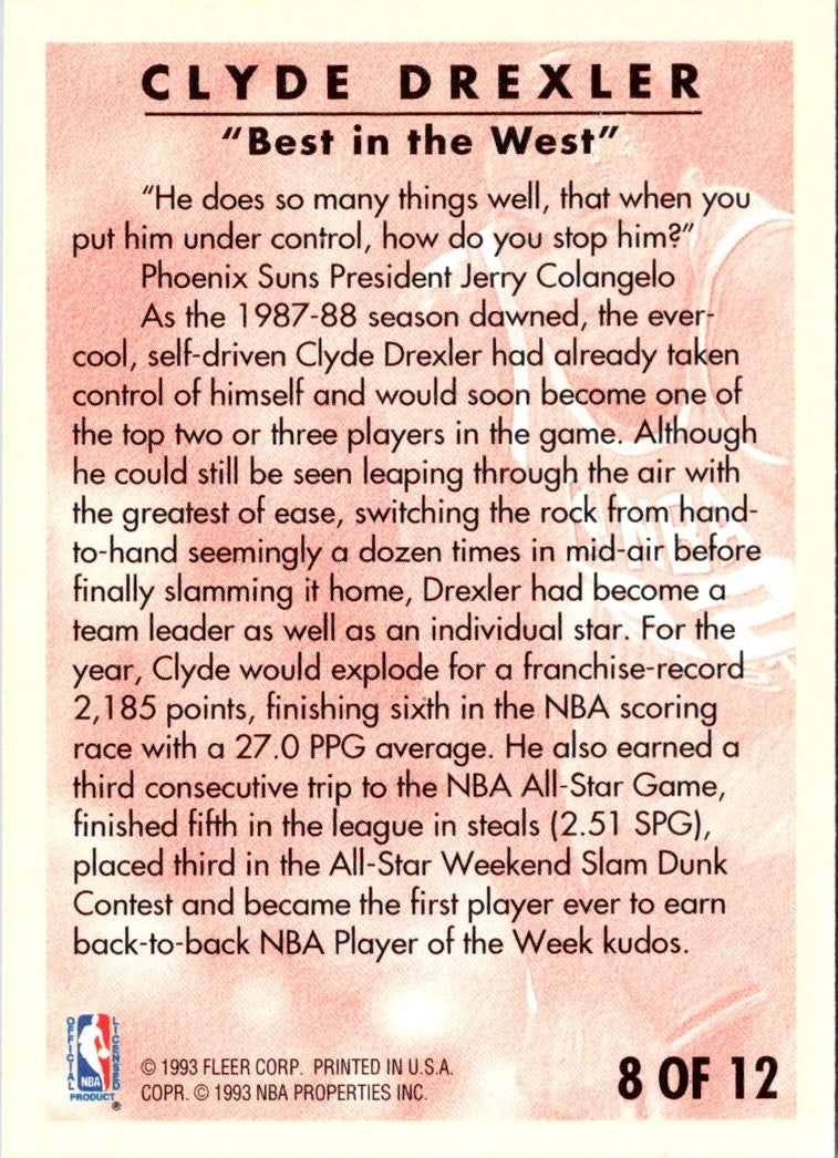 1993 Fleer Clyde Drexler Career Highlights Clyde Drexler