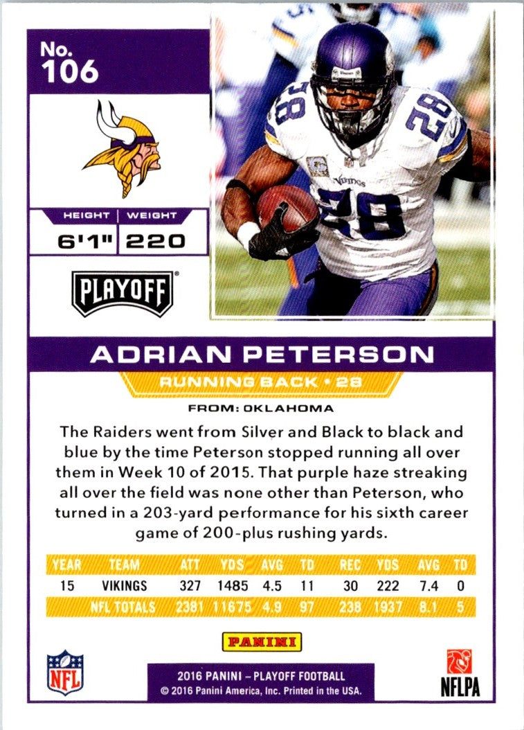 2016 Panini Playoff Adrian Peterson