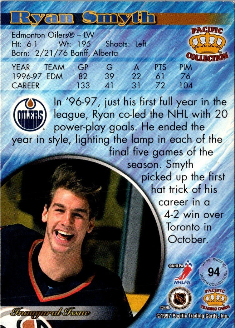 1997 Pacific Crown Silver Ryan Smyth