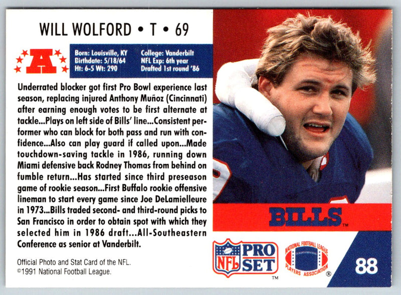 1991 Pro Set Super Bowl XXVI Binder Will Wolford