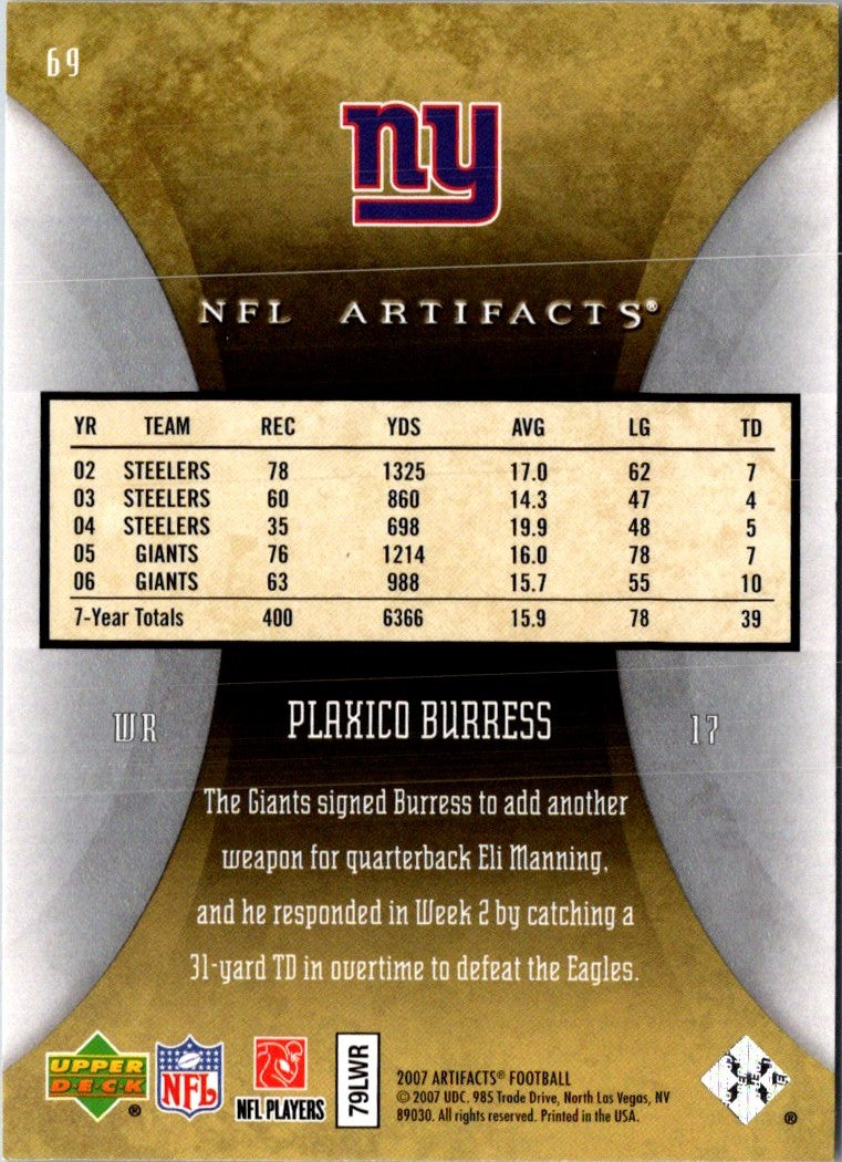 2007 Upper Deck Artifacts Plaxico Burress