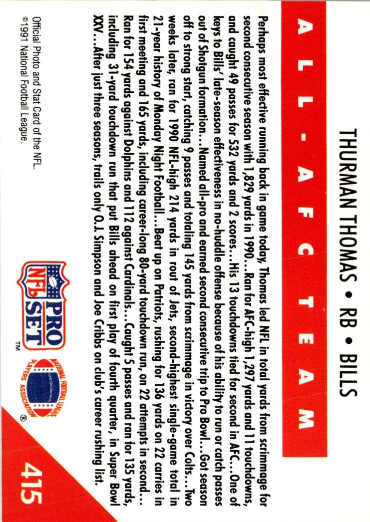 1991 Pro Set Thurman Thomas