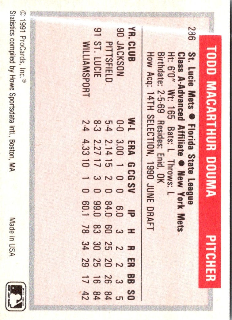 1991 ProCards Todd Douma