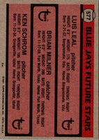 1981 Topps Blue Jays Future Stars - Luis Leal/Brian Milner/Ken Schrom #577 Rookie