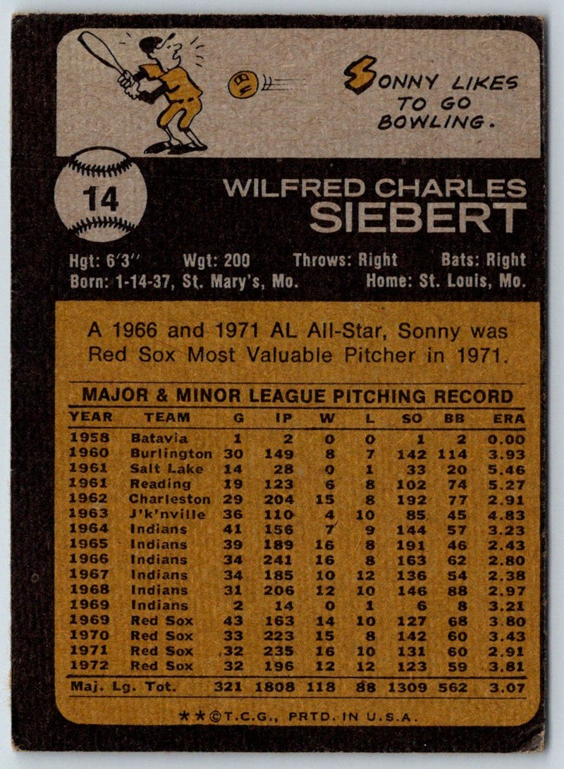 1973 O-Pee-Chee Sonny Siebert