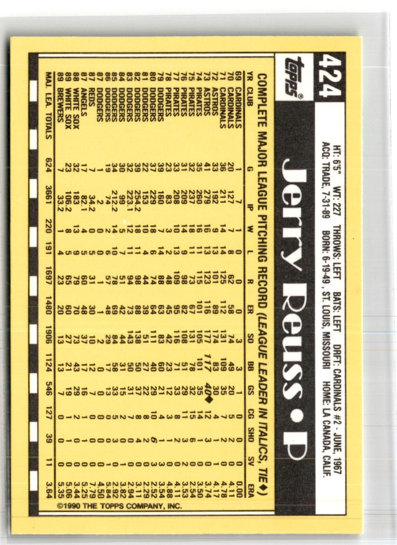 1990 Topps Tiffany Jerry Reuss