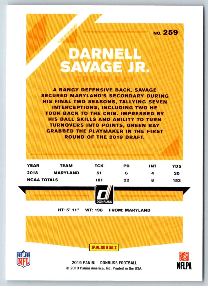 2019 Donruss Darnell Savage Jr.