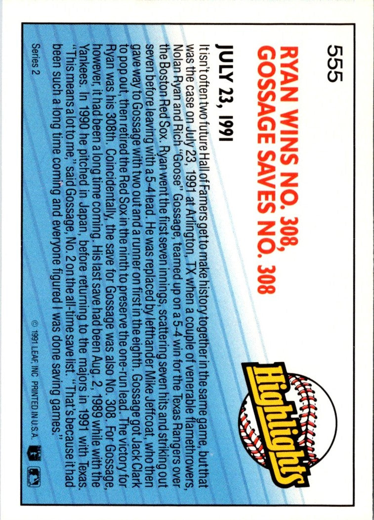 1992 Donruss Rich Gossage/Nolan Ryan