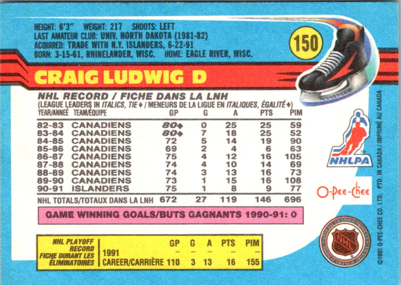 1991 O-Pee-Chee Craig Ludwig