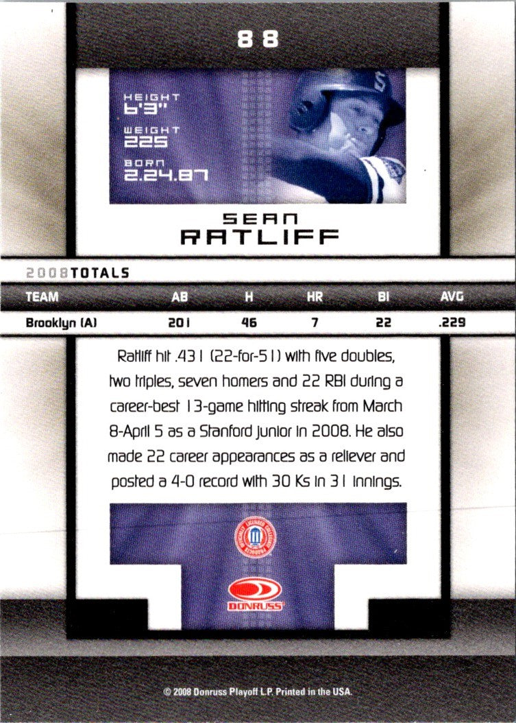 2008 Donruss Elite Extra Edition Sean Ratliff