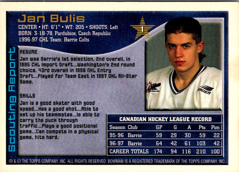 1997 Bowman CHL Jan Bulis