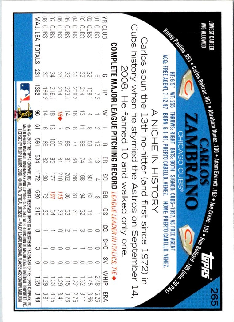 2009 Topps Carlos Zambrano