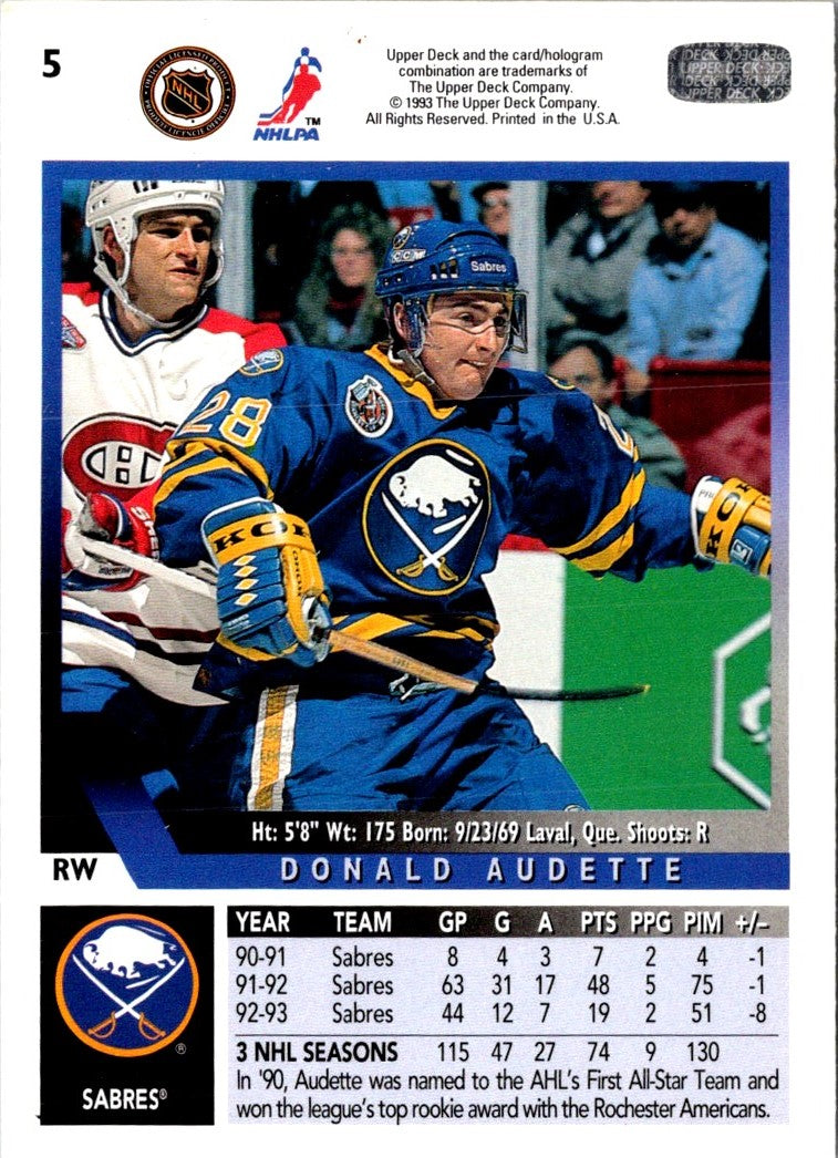 1993 Upper Deck Donald Audette