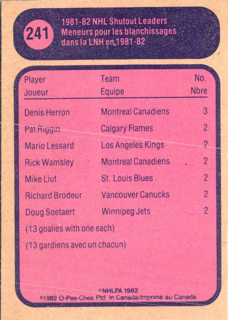 1982 O-Pee-Chee Denis Herron