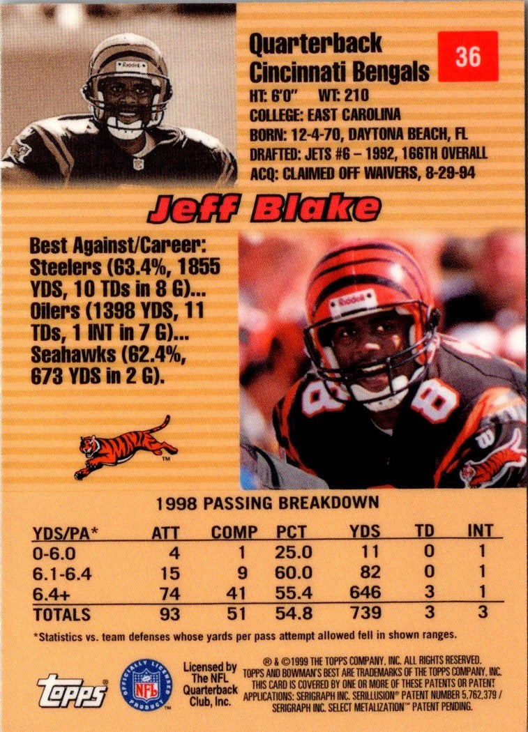 1999 Bowman's Best Jeff Blake