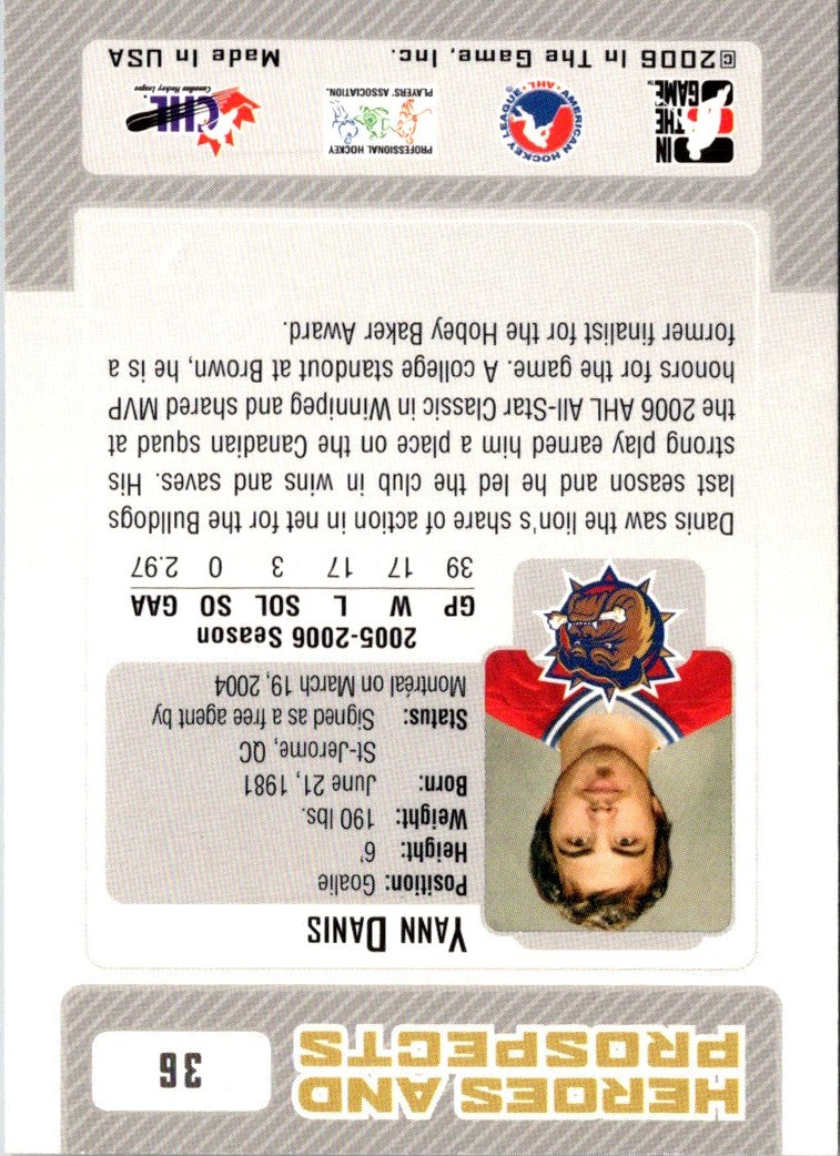 2006 In The Game Heroes and Prospects Yann Danis