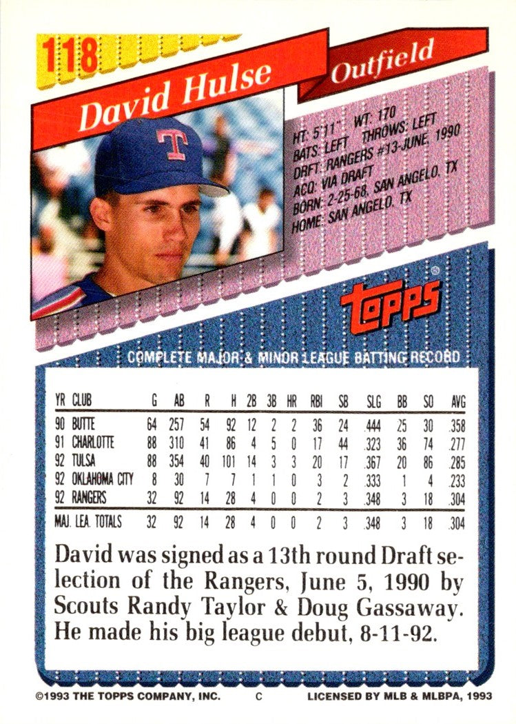 1993 Topps David Hulse