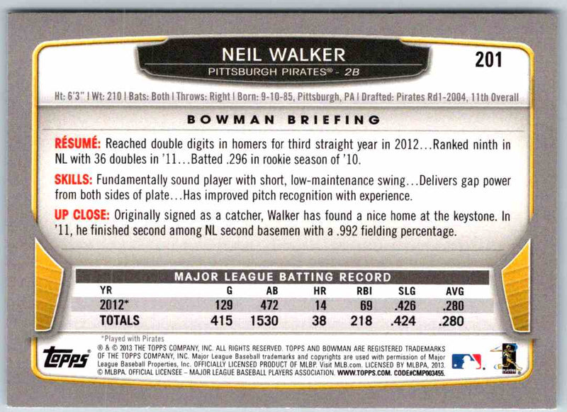 2013 Bowman Neil Walker