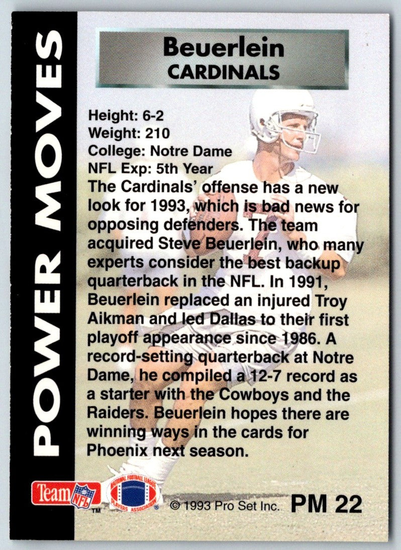 1993 Pro Set Power Moves Gold Steve Beuerlein