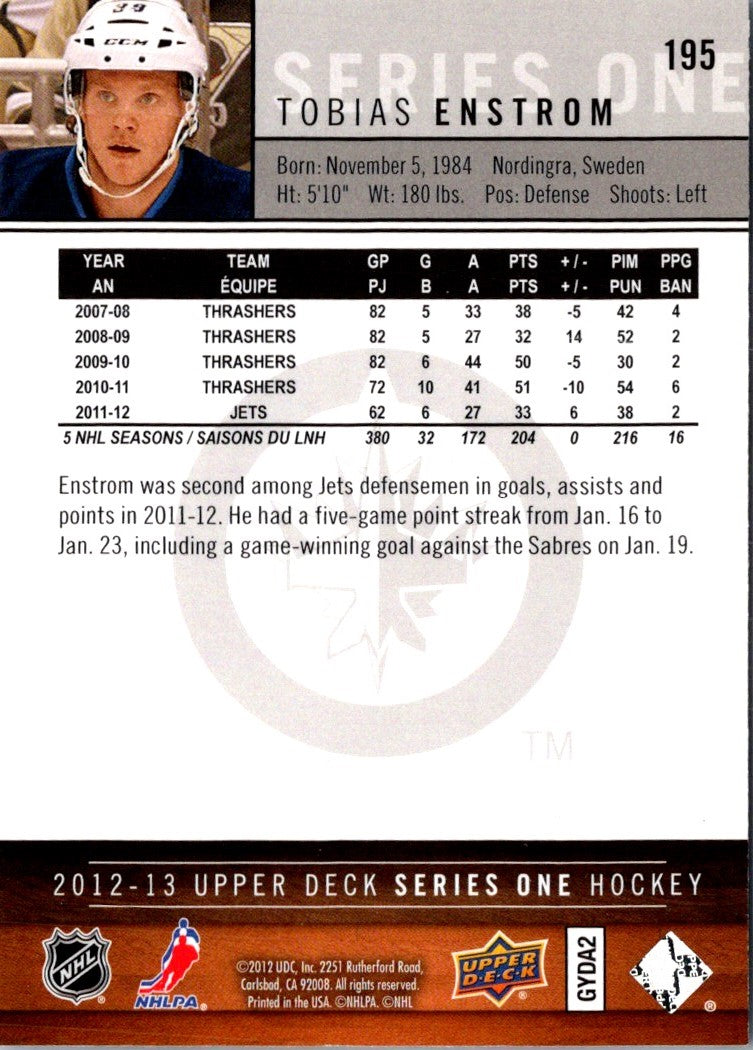 2012 Upper Deck Tobias Enstrom