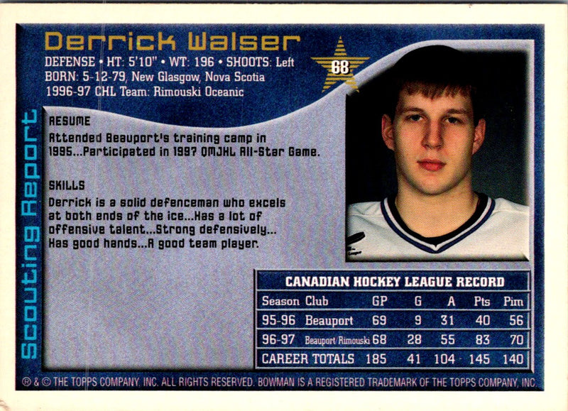 1997 Bowman CHL Derrick Walser