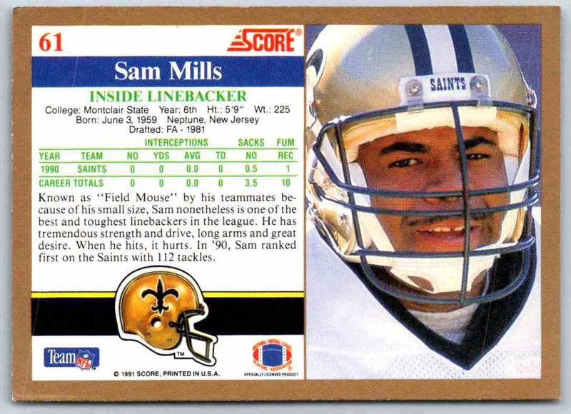 1991 Score Sam Mills