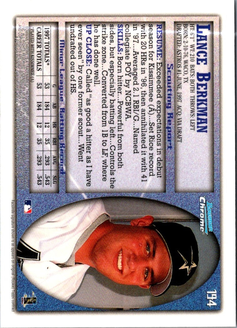 1998 Bowman Chrome Lance Berkman