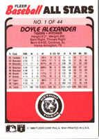 1989 Fleer Baseball All-Stars Doyle Alexander #1