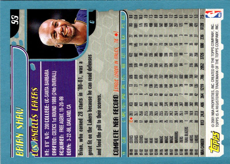 2001 Topps Brian Shaw