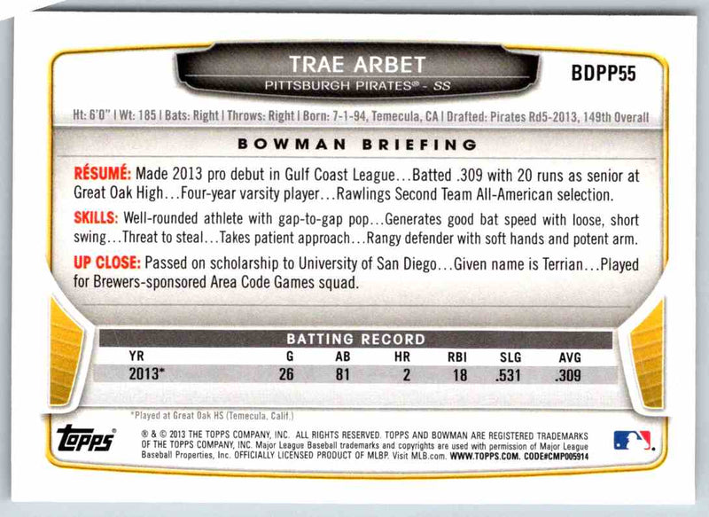 2013 Bowman Trae Arbet