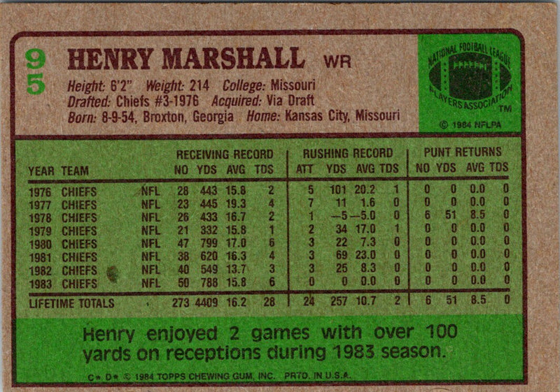 1984 Topps Henry Marshall