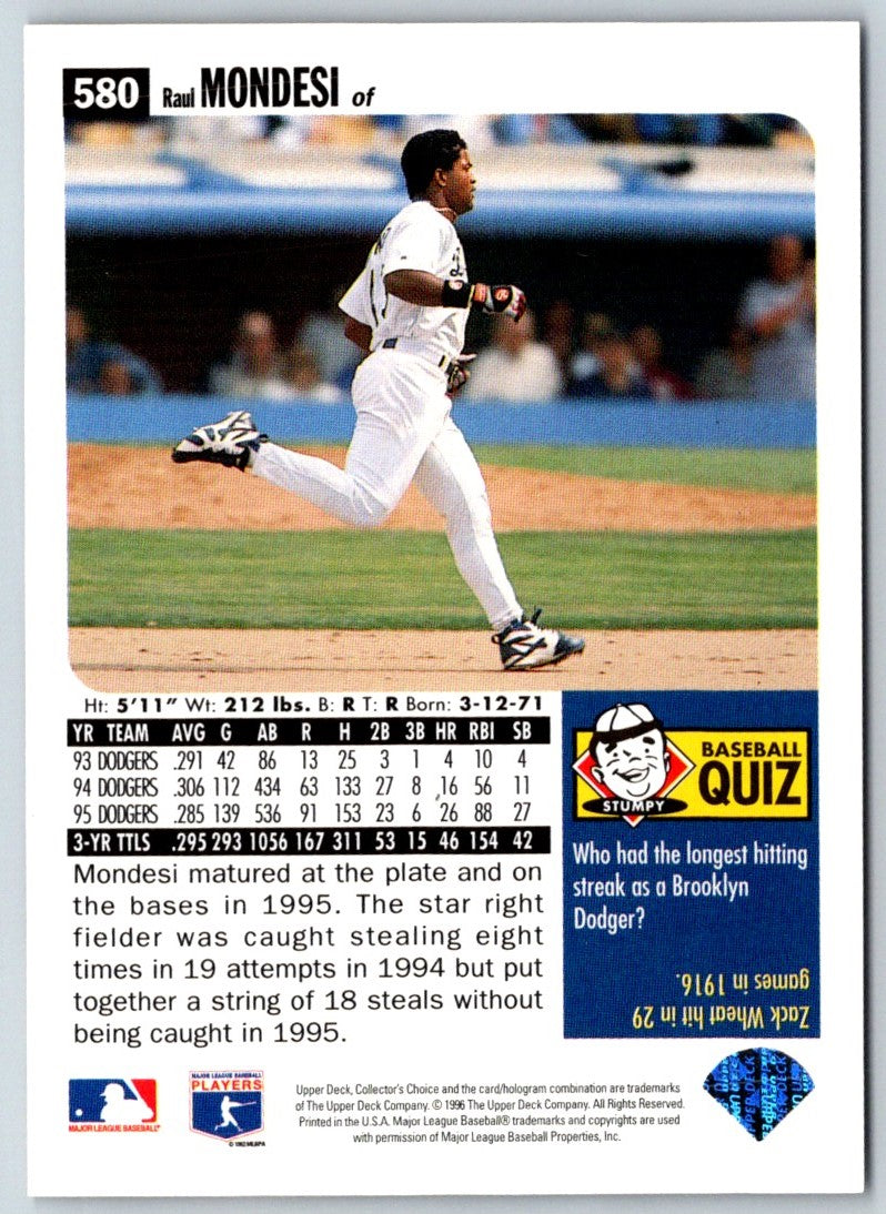 1996 Collector's Choice Silver Signature Raul Mondesi