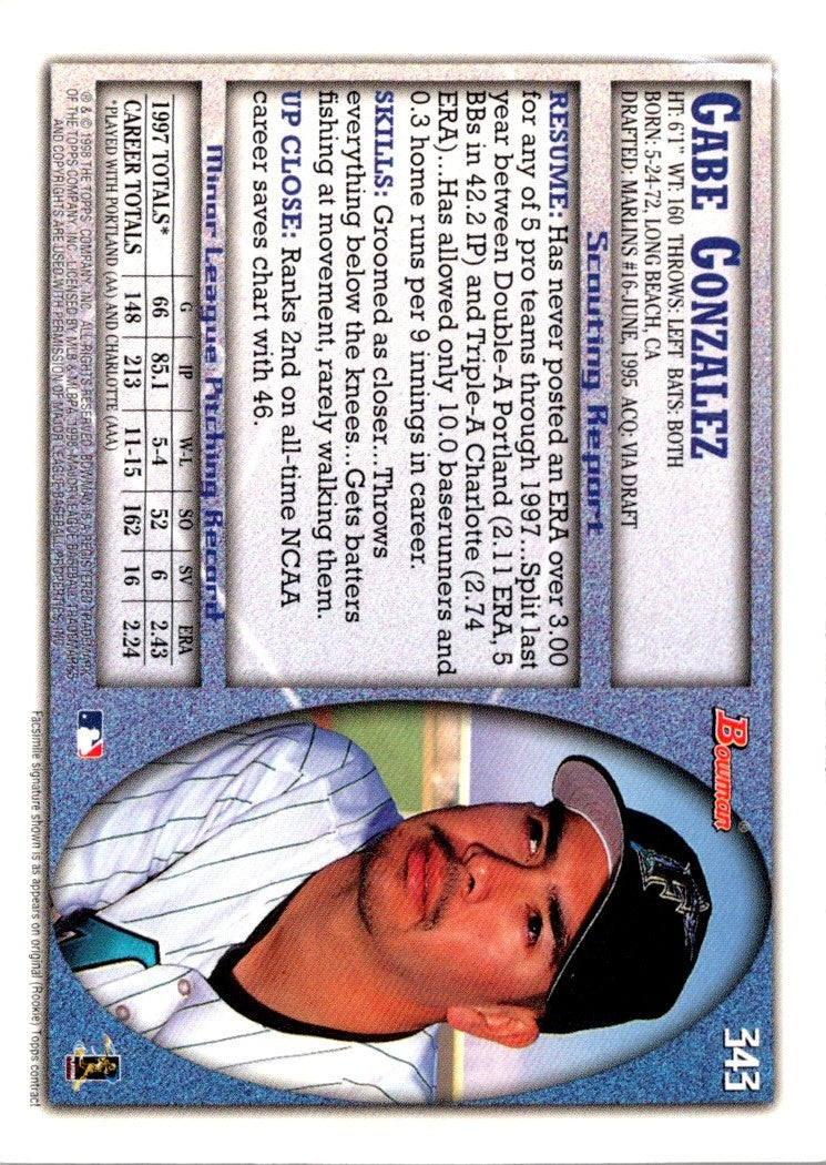 1998 Bowman Gabe Gonzalez