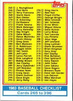 1983 Topps Checklist 265-396 #349